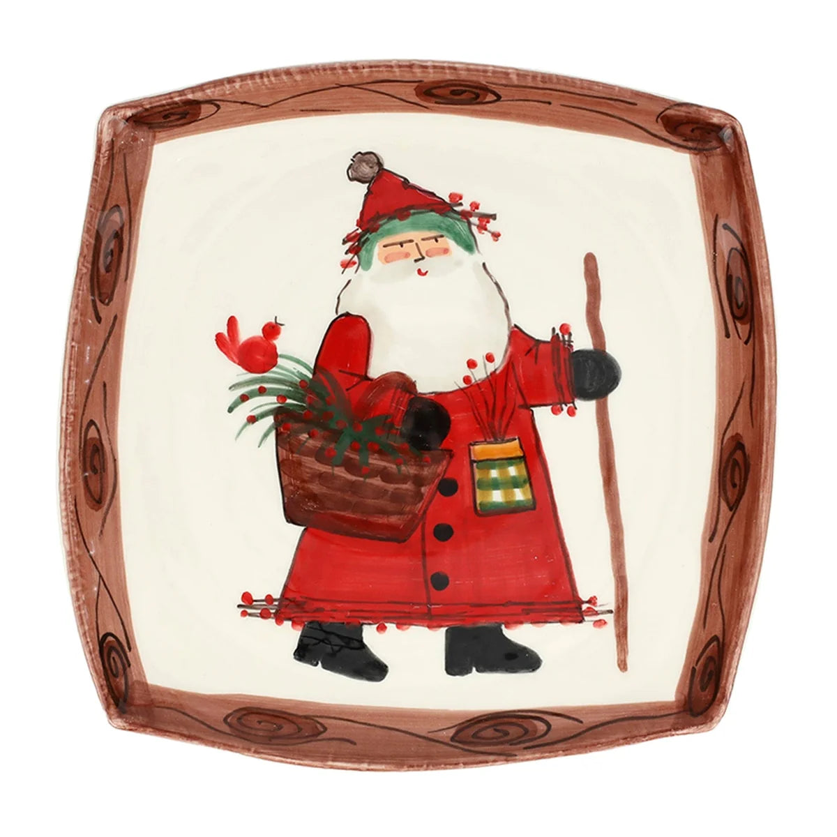 Vietri Old St. Nick Outdoorsman Square Platter