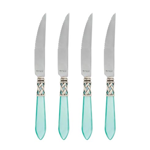 Vietri Aladdin antique aqua steak knives set of 4